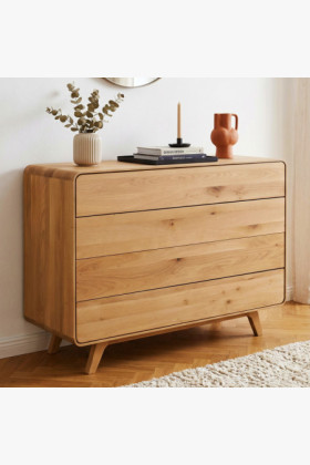 Tömör tölgy komód Avalon 4 fiók 120 cm tölgy natural